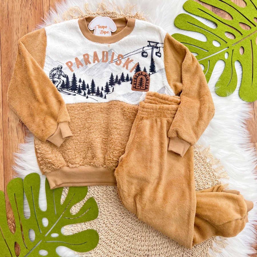 Conj. Casaco Paradise e Calça de Pelinho - Caramelo